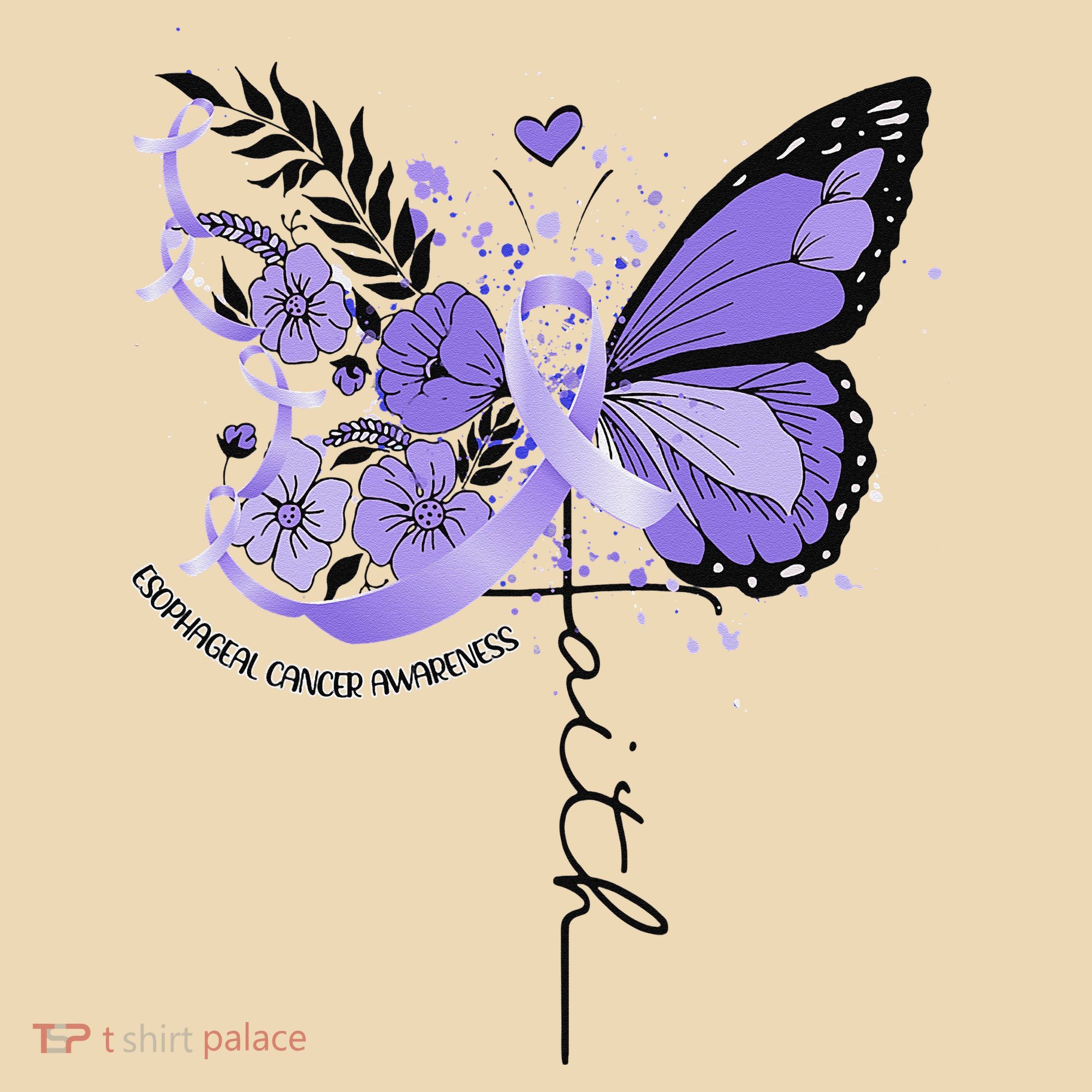 Faith Periwinkle Ribbon Esophageal Cancer Awareness Tote Bag