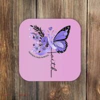 Faith Periwinkle Ribbon Esophageal Cancer Awareness Coaster thumb 0