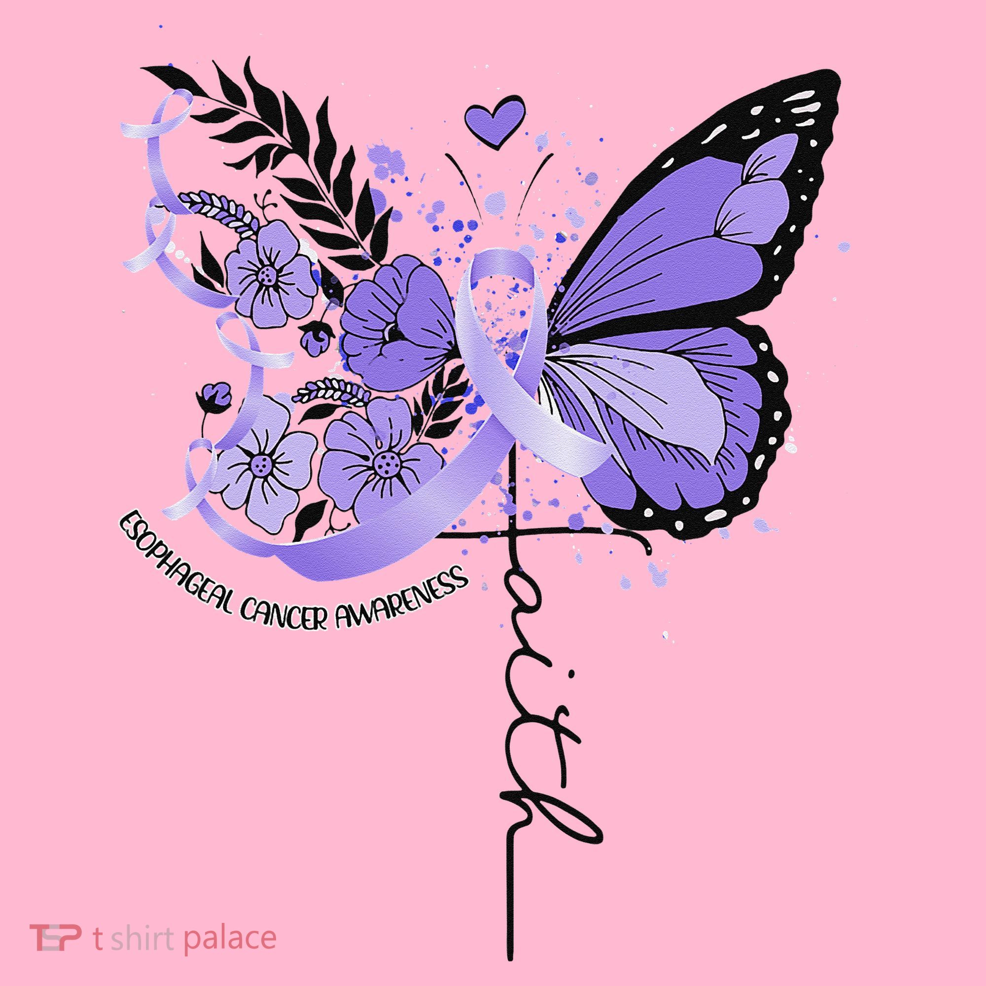 Faith Periwinkle Ribbon Esophageal Cancer Awareness Coaster