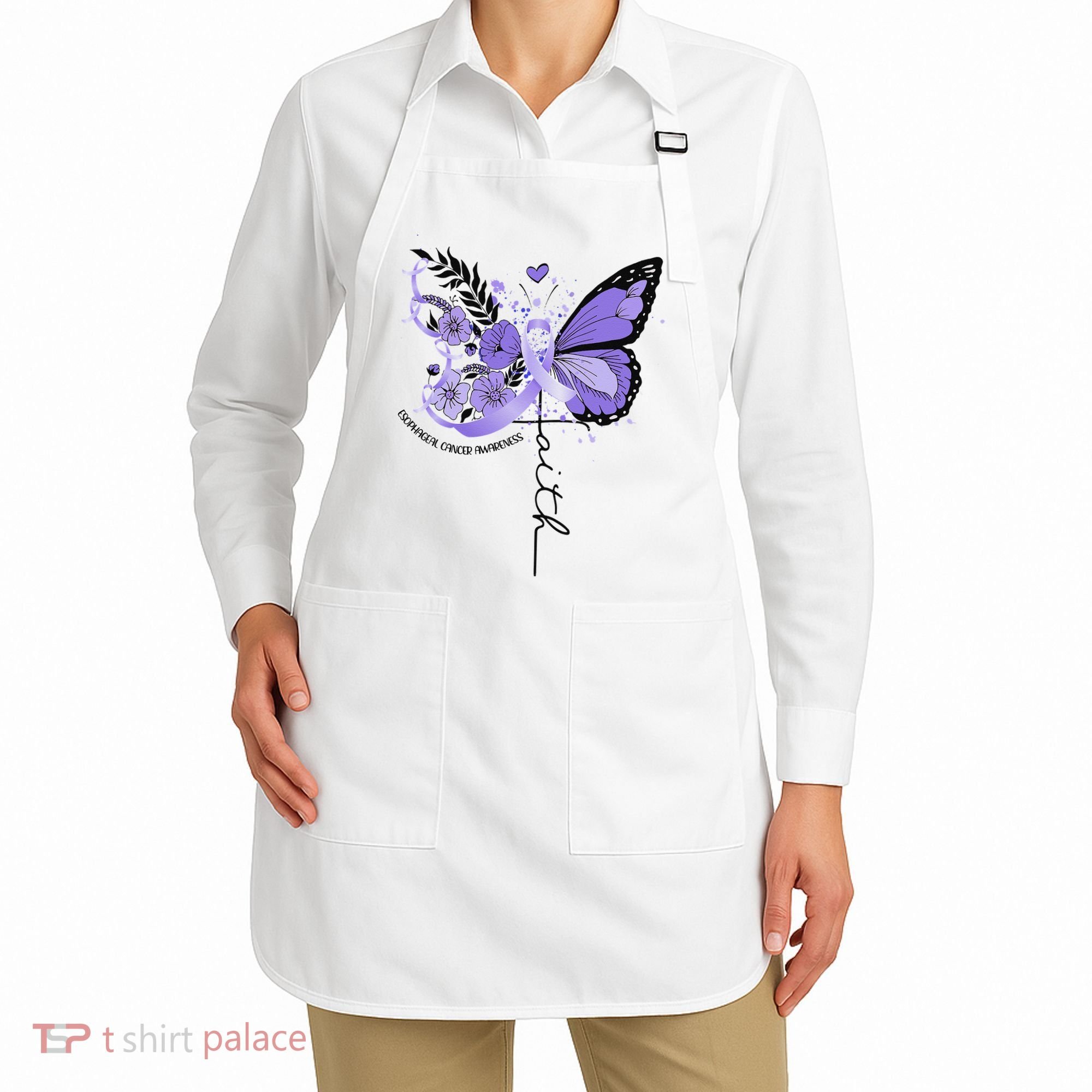 Faith Periwinkle Ribbon Esophageal Cancer Awareness Apron