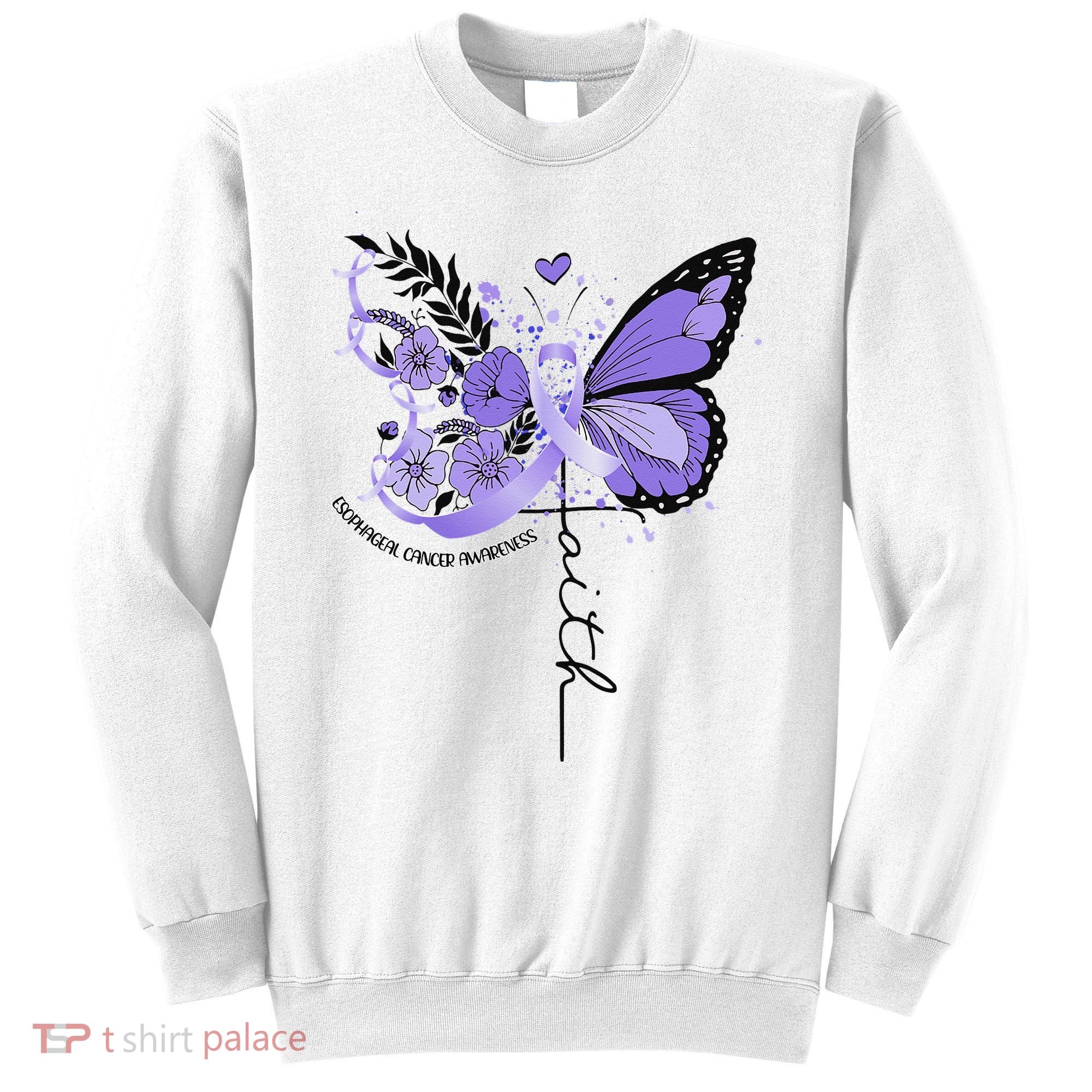 Faith Periwinkle Ribbon Esophageal Cancer Awareness Sweatshirt