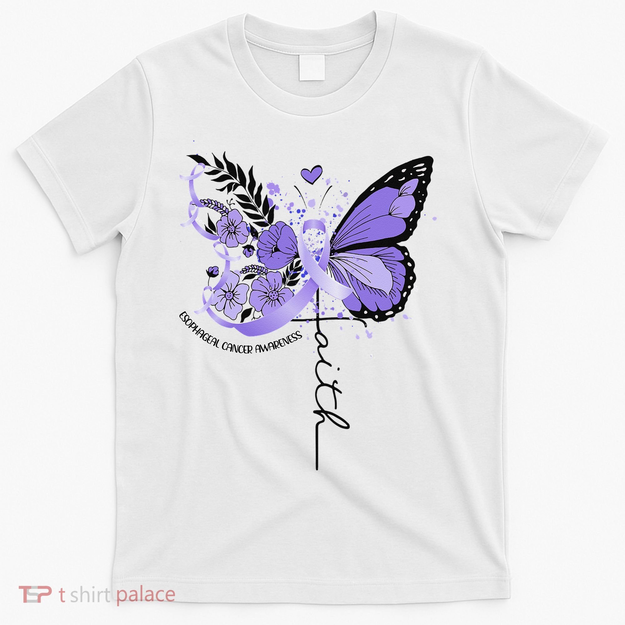 Faith Periwinkle Ribbon Esophageal Cancer Awareness T-Shirt