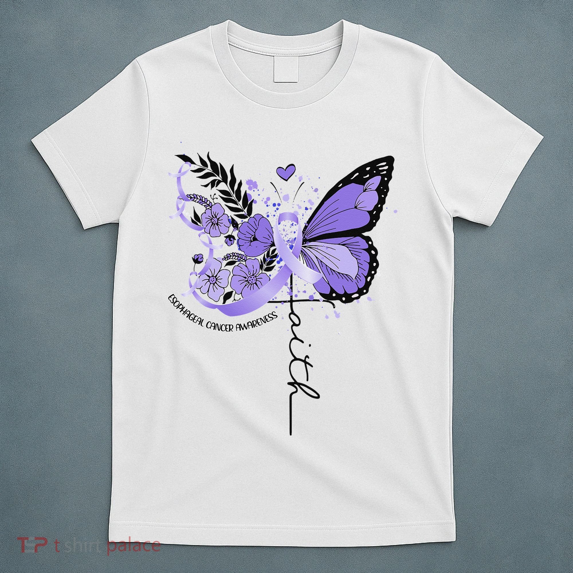 Faith Periwinkle Ribbon Esophageal Cancer Awareness T-Shirt