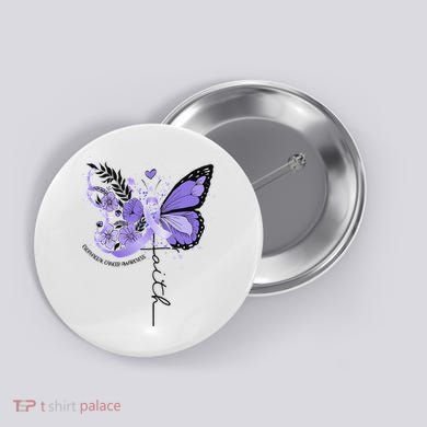 Faith Periwinkle Ribbon Esophageal Cancer Awareness Button