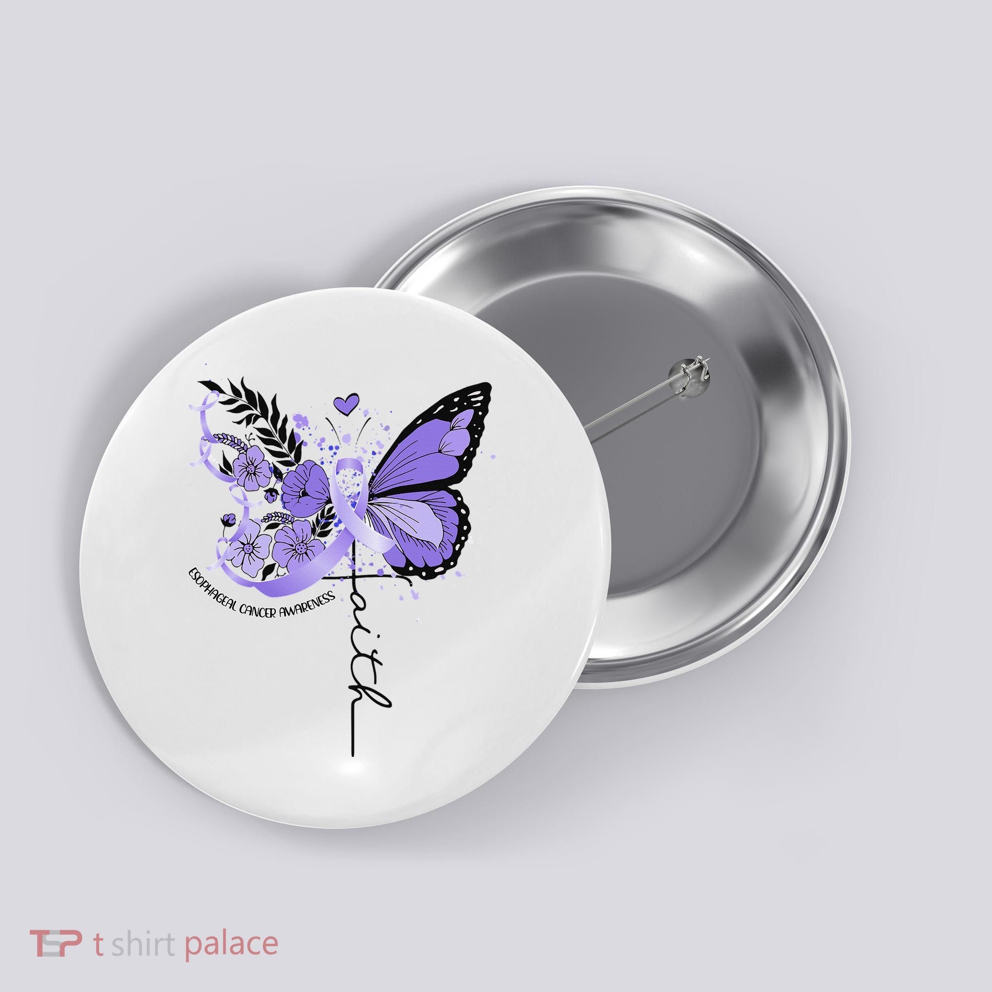 Faith Periwinkle Ribbon Esophageal Cancer Awareness Button