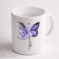Faith Periwinkle Ribbon Esophageal Cancer Awareness Coffee Mug thumb 1