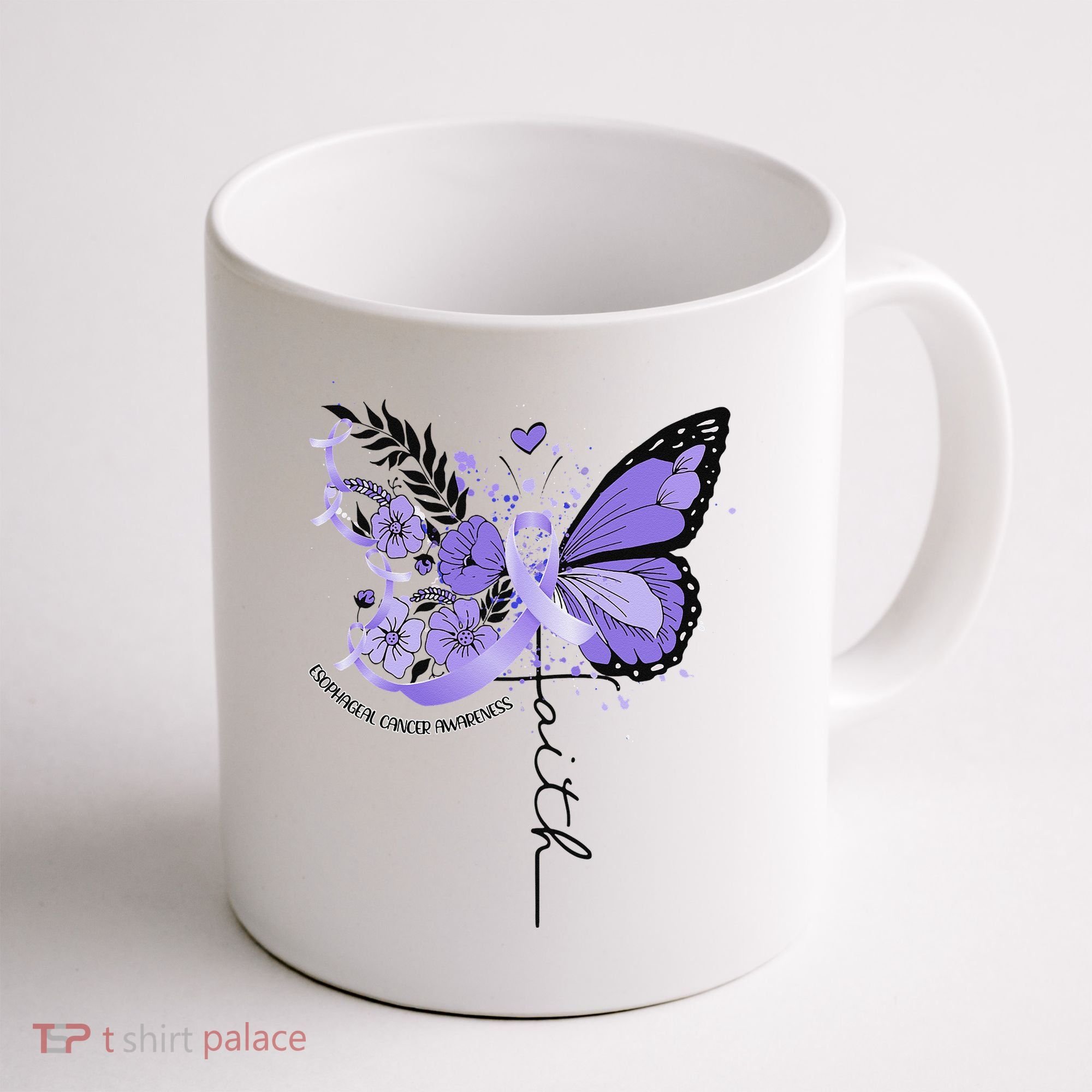 Faith Periwinkle Ribbon Esophageal Cancer Awareness Coffee Mug