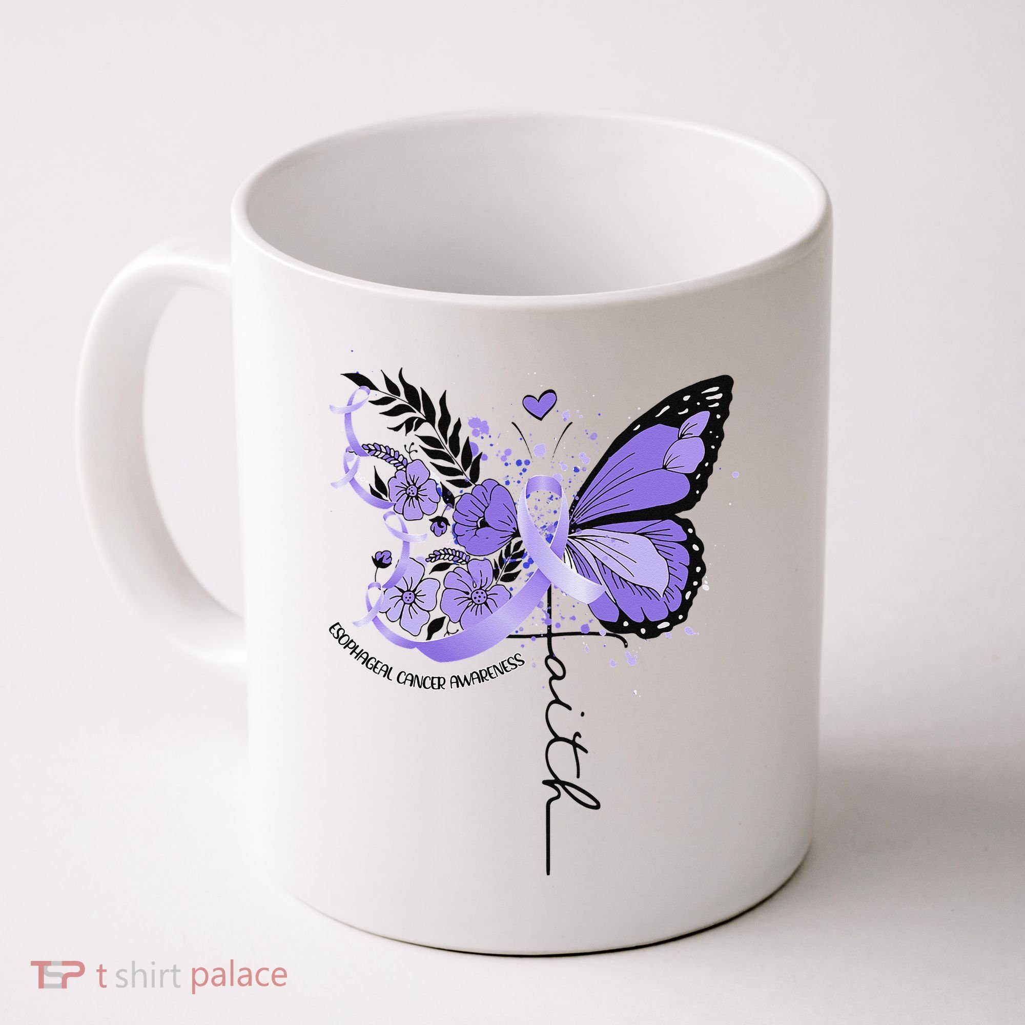 Faith Periwinkle Ribbon Esophageal Cancer Awareness Coffee Mug