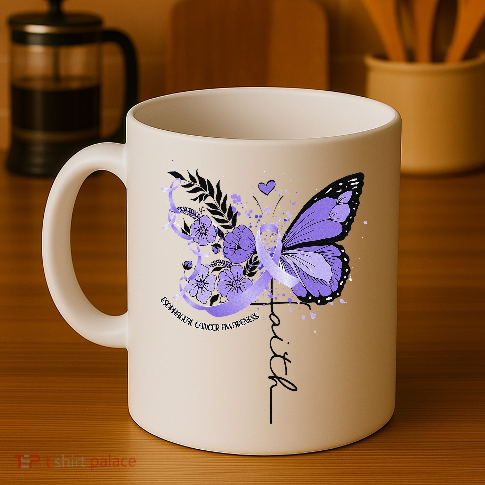 Faith Periwinkle Ribbon Esophageal Cancer Awareness Coffee Mug