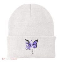Faith Periwinkle Ribbon Esophageal Cancer Awareness Beanie thumb 0