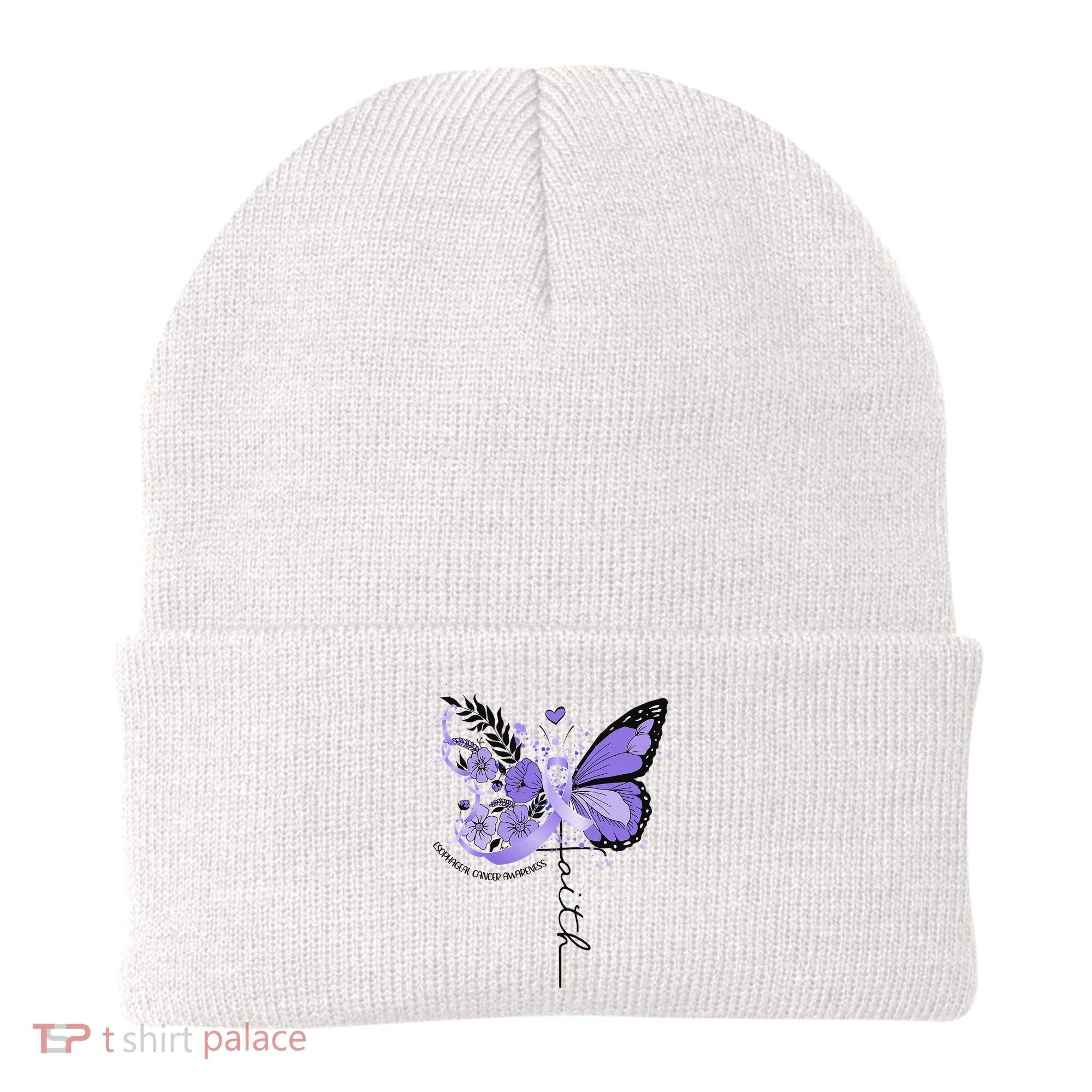 Faith Periwinkle Ribbon Esophageal Cancer Awareness Beanie