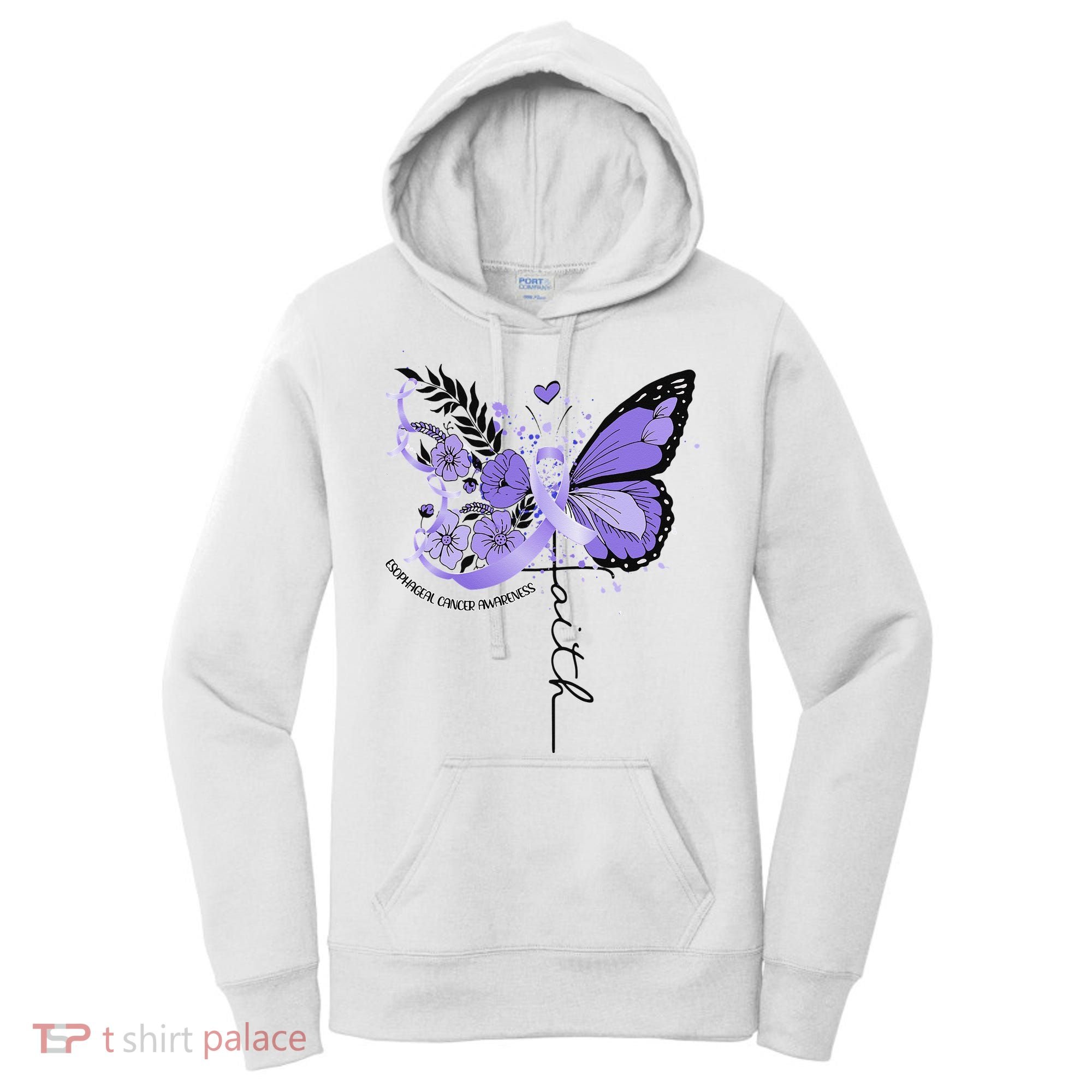 Faith Periwinkle Ribbon Esophageal Cancer Awareness Women's Hoodie