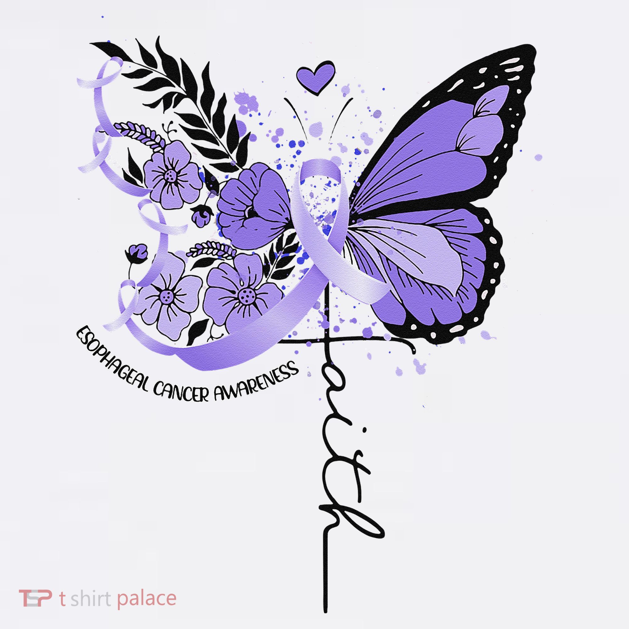 Faith Periwinkle Ribbon Esophageal Cancer Awareness Women's Hoodie