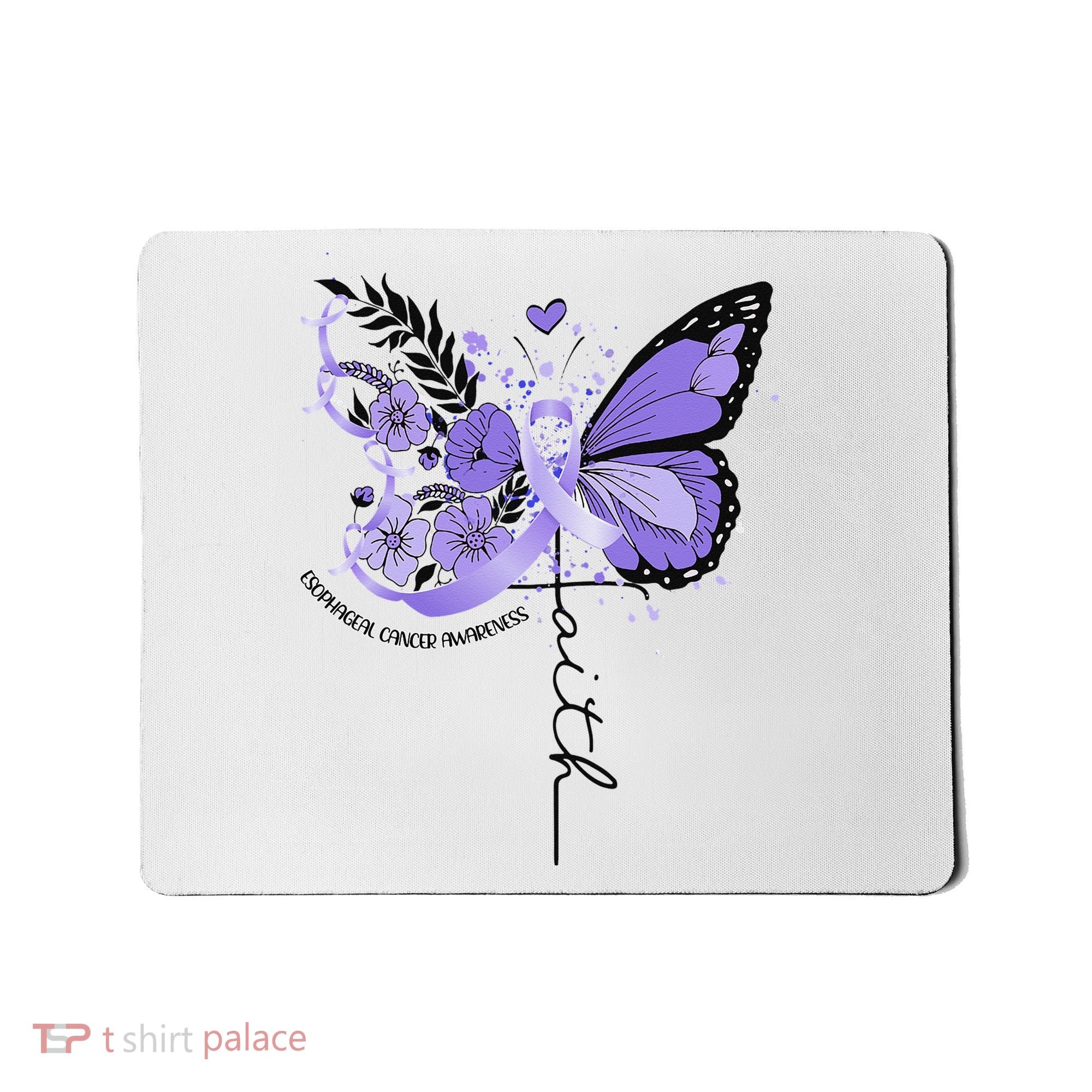 Faith Periwinkle Ribbon Esophageal Cancer Awareness Mousepad
