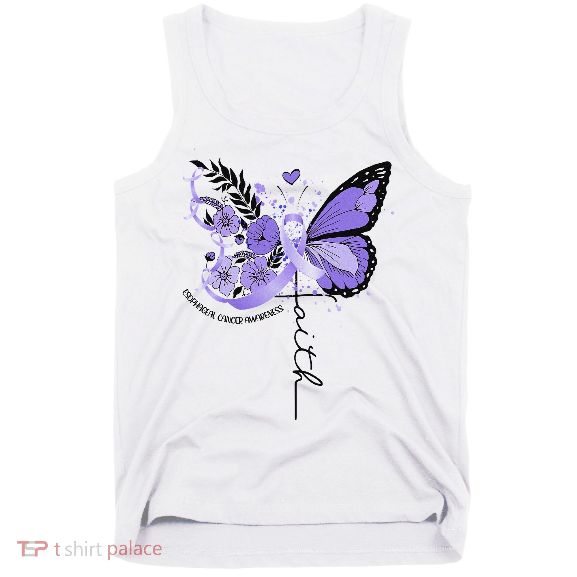 Faith Periwinkle Ribbon Esophageal Cancer Awareness Tank Top