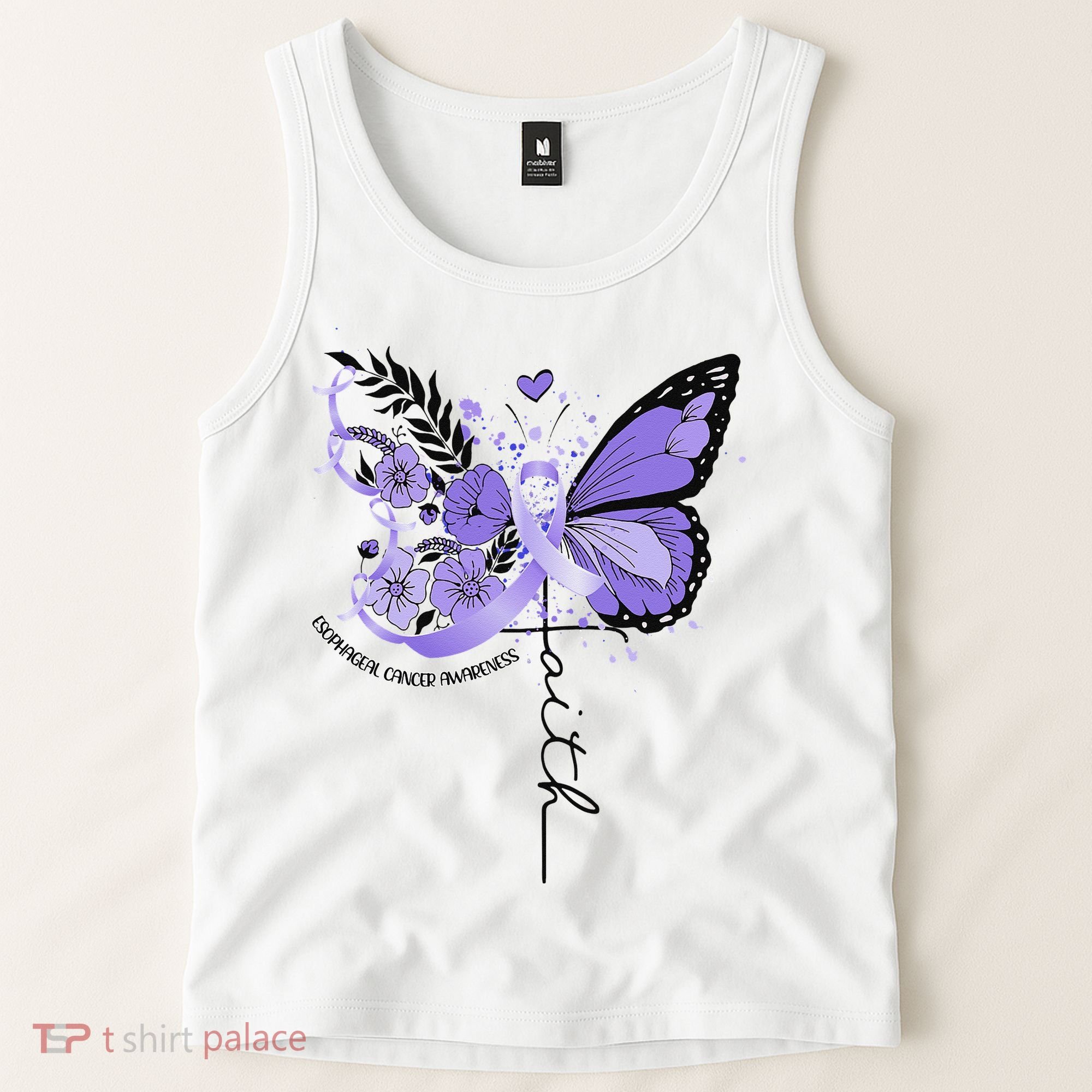 Faith Periwinkle Ribbon Esophageal Cancer Awareness Tank Top