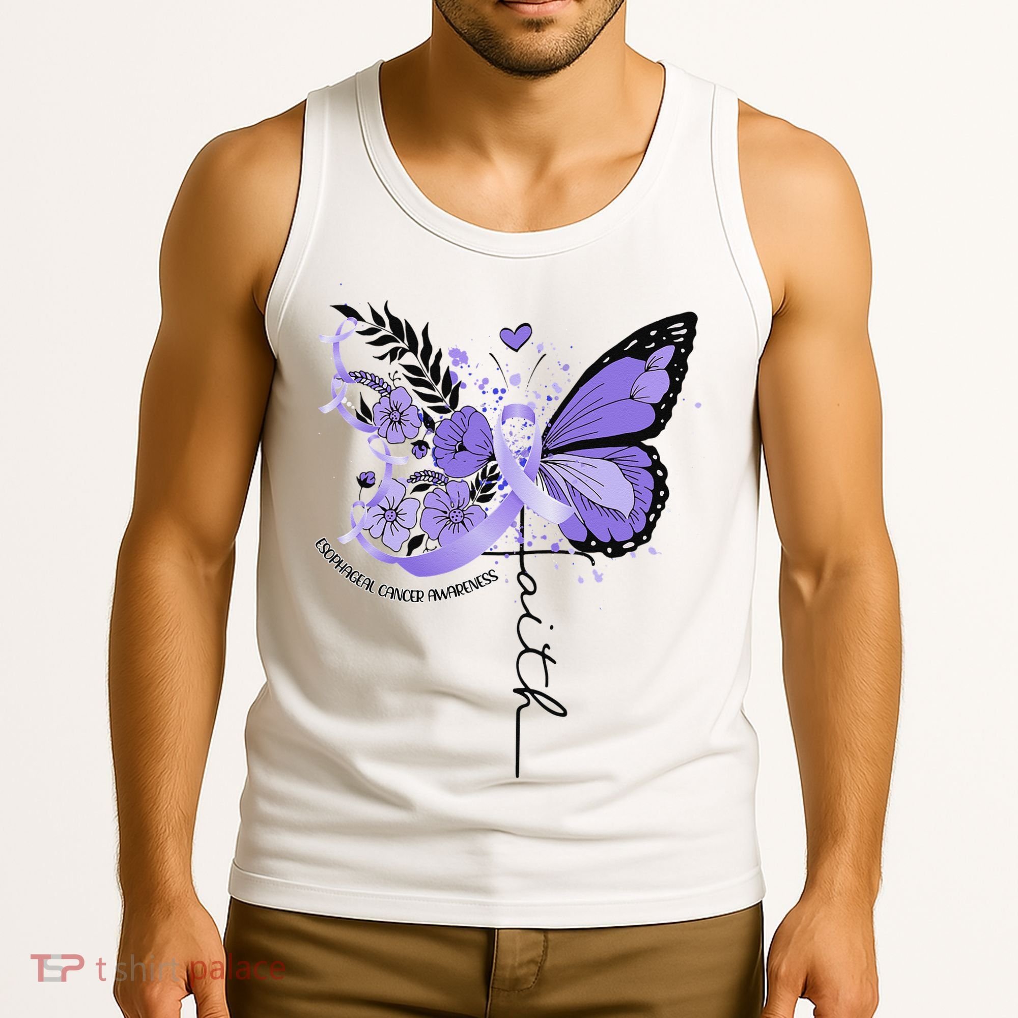 Faith Periwinkle Ribbon Esophageal Cancer Awareness Tank Top