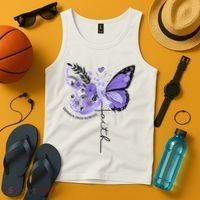 Faith Periwinkle Ribbon Esophageal Cancer Awareness Tank Top thumb 4