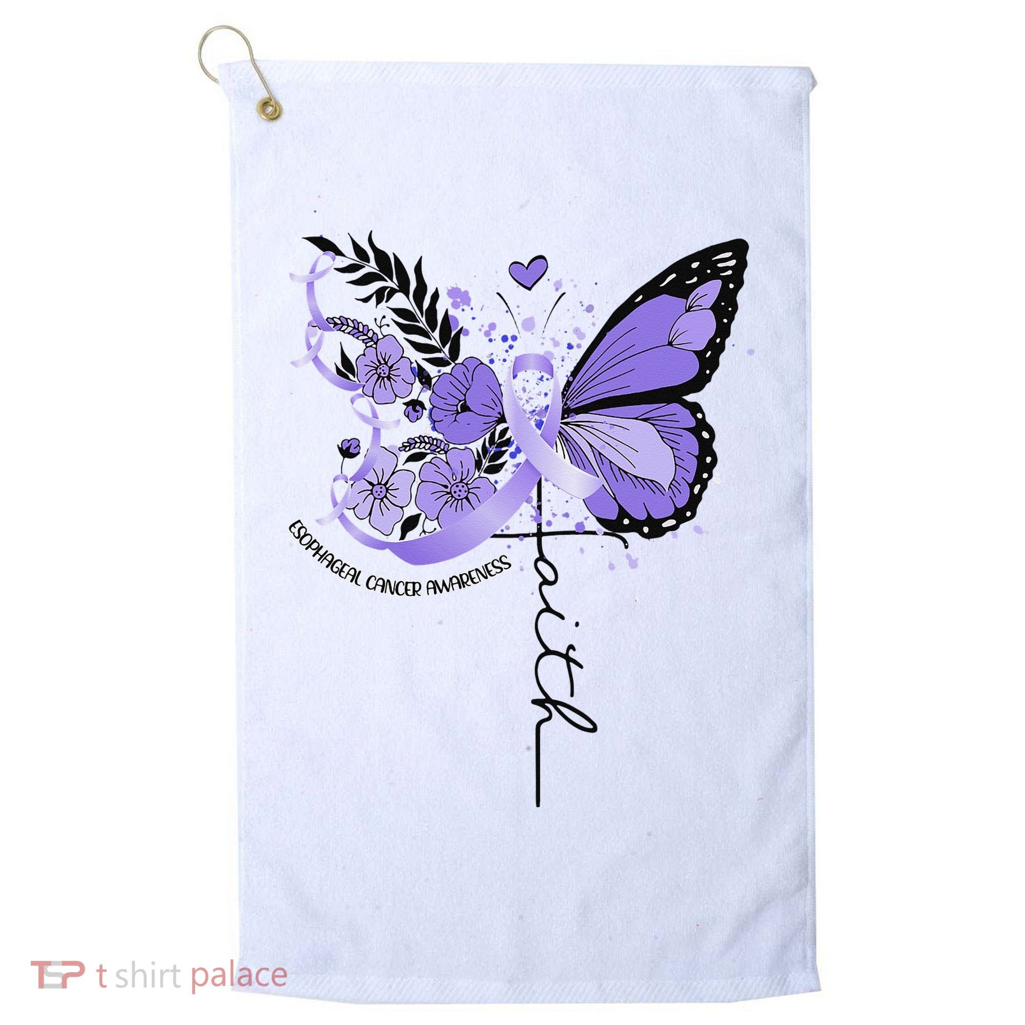 Faith Periwinkle Ribbon Esophageal Cancer Awareness Golf Towel