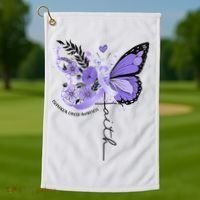Faith Periwinkle Ribbon Esophageal Cancer Awareness Golf Towel thumb 1