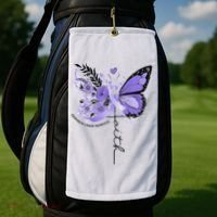 Faith Periwinkle Ribbon Esophageal Cancer Awareness Golf Towel thumb 2