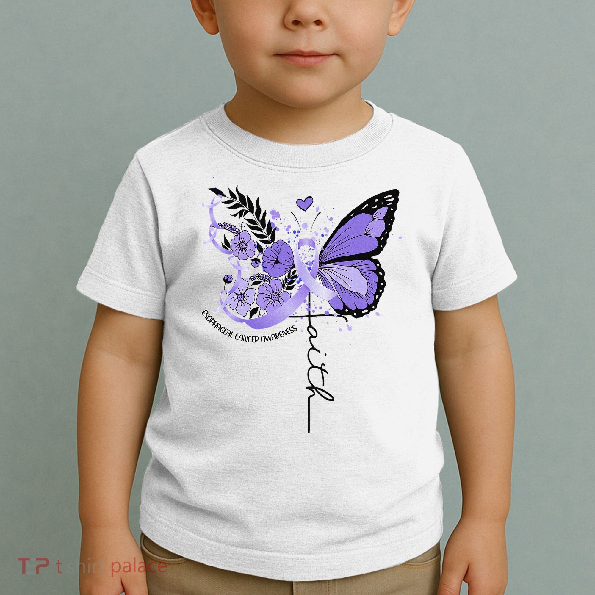 Faith Periwinkle Ribbon Esophageal Cancer Awareness Toddler T-Shirt