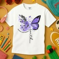 Faith Periwinkle Ribbon Esophageal Cancer Awareness Kids T-Shirt thumb 3