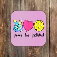 Funny Pickleball Retired Ladies Peace Love Pickleball  Coaster thumb 0
