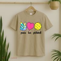 Funny Pickleball Retired Ladies Peace Love Pickleball  T-Shirt thumb 2
