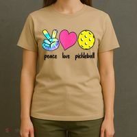 Funny Pickleball Retired Ladies Peace Love Pickleball  T-Shirt thumb 4