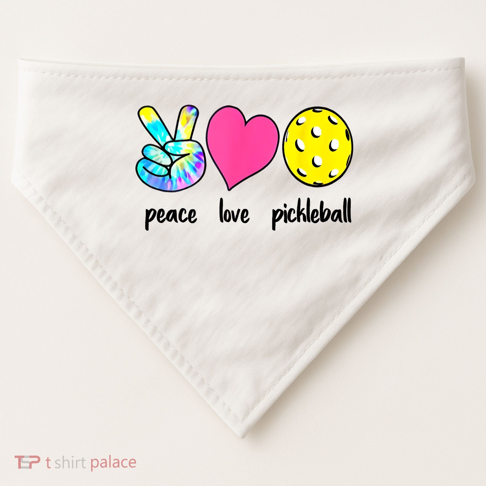 Funny Pickleball Retired Ladies Peace Love Pickleball  USA-Made Doggie Bandana