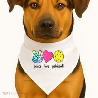 Funny Pickleball Retired Ladies Peace Love Pickleball  USA-Made Doggie Bandana thumb 1