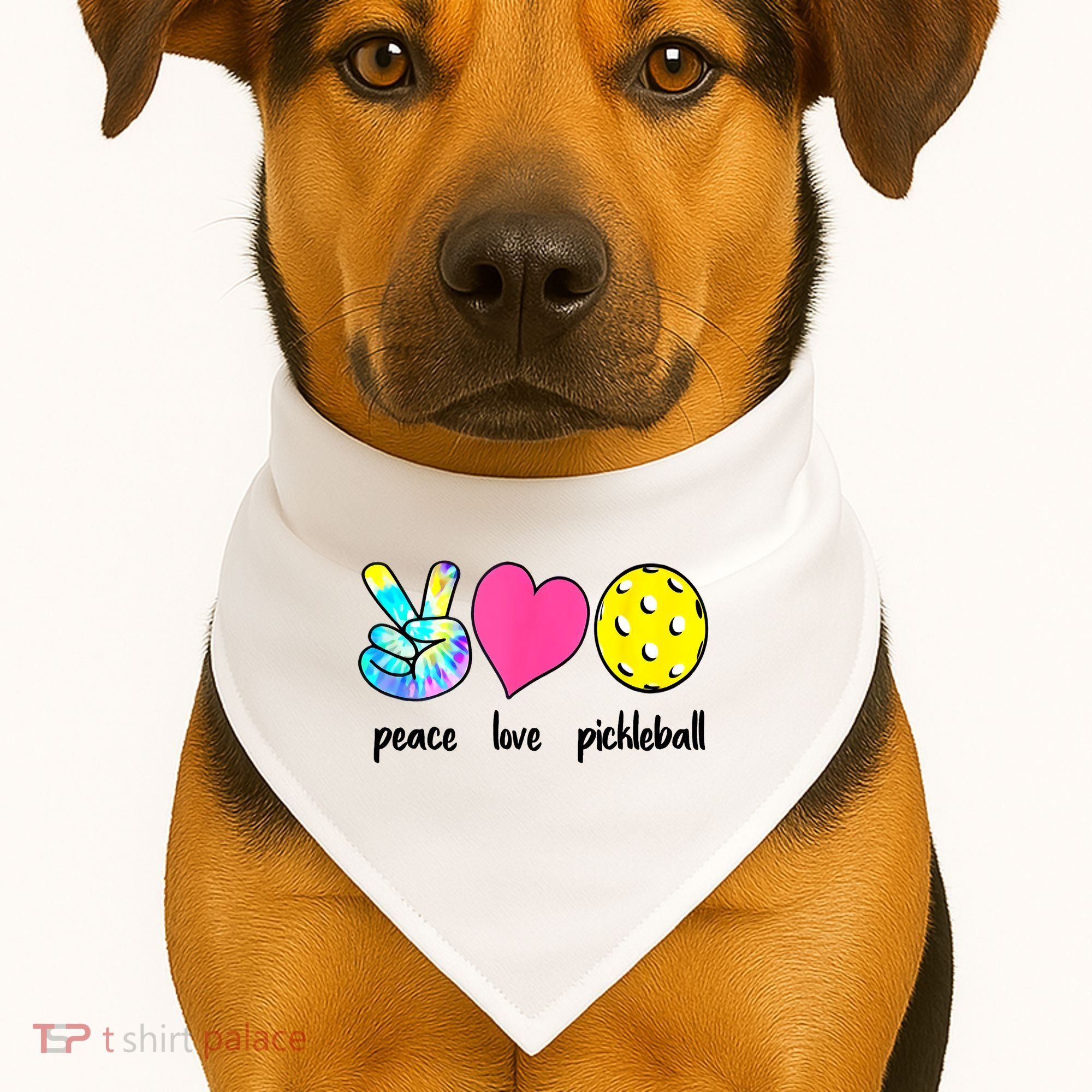 Funny Pickleball Retired Ladies Peace Love Pickleball  USA-Made Doggie Bandana