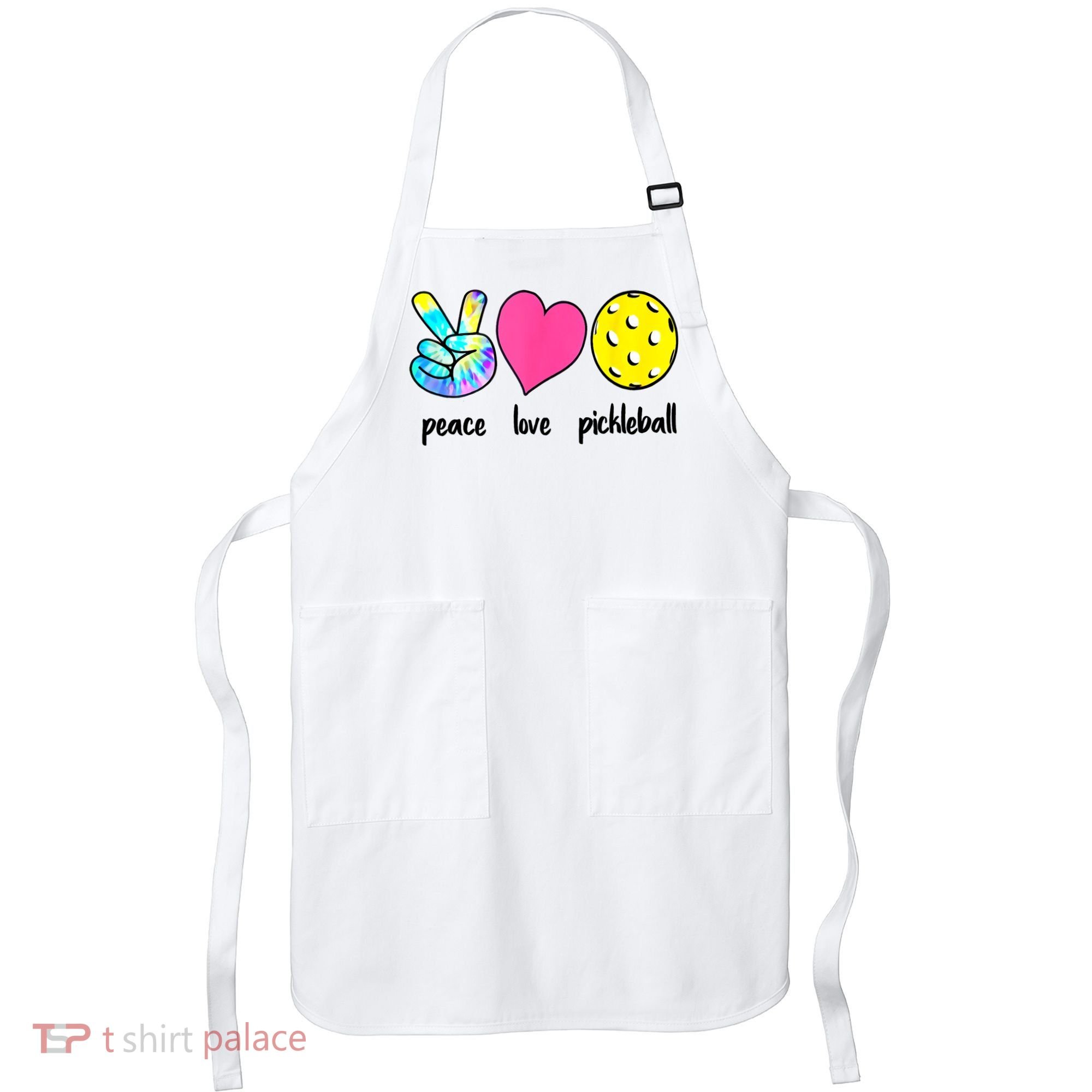 Funny Pickleball Retired Ladies Peace Love Pickleball  Apron