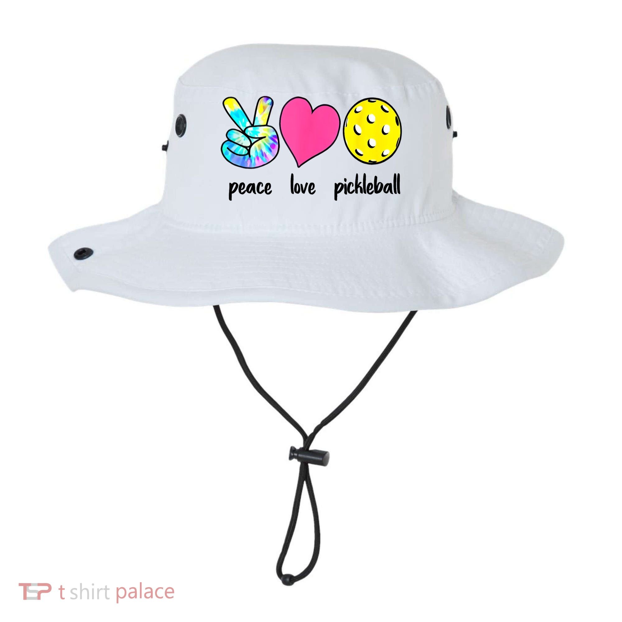 Funny Pickleball Retired Ladies Peace Love Pickleball  Bucket Hat