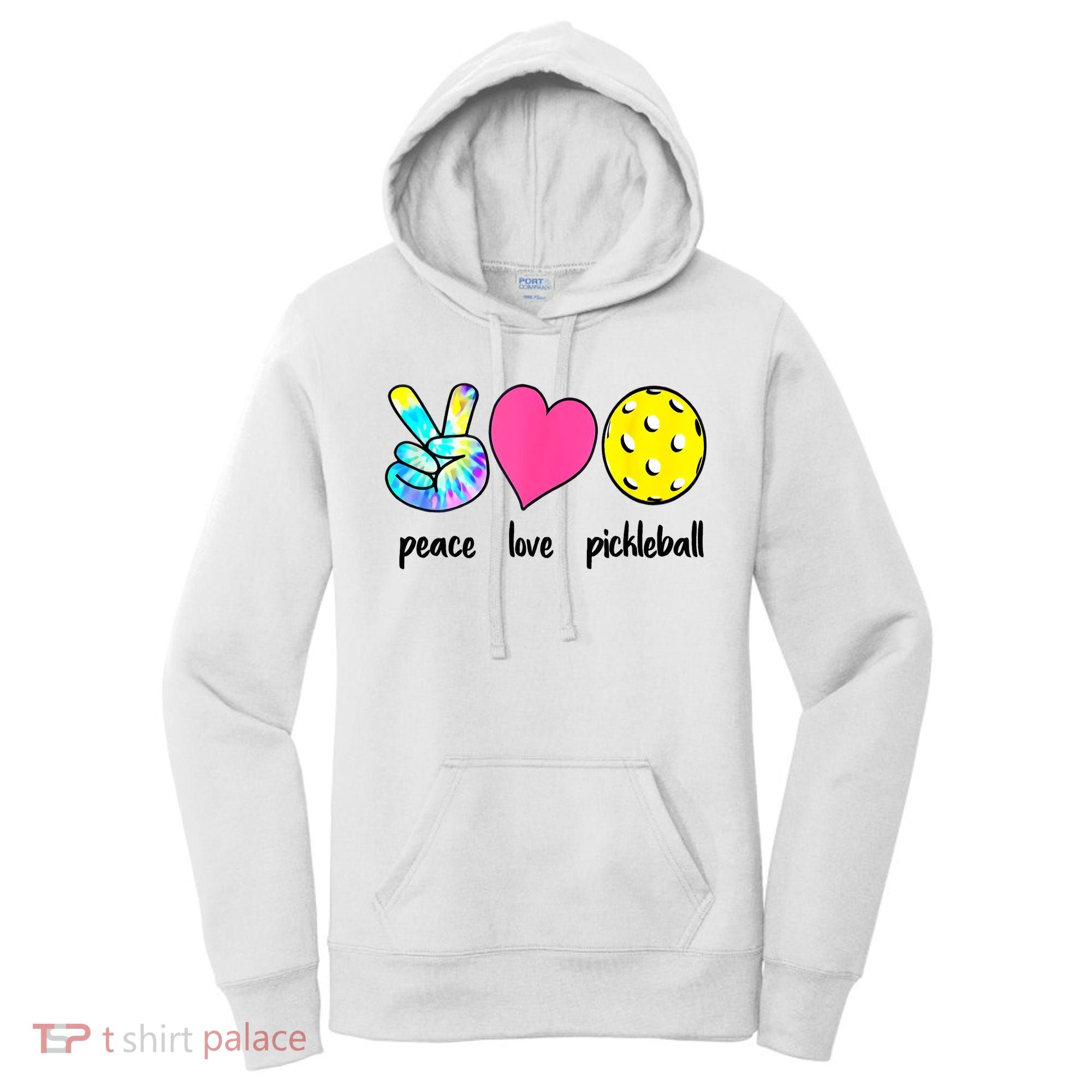 Funny Pickleball Retired Ladies Peace Love Pickleball  Women's Hoodie