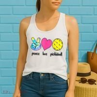 Funny Pickleball Retired Ladies Peace Love Pickleball  Women's Tank Top thumb 2