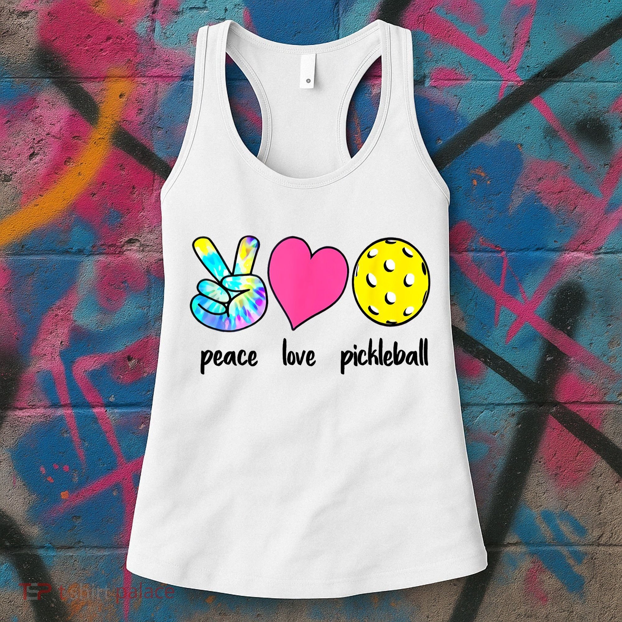 Funny Pickleball Retired Ladies Peace Love Pickleball  Women's Tank Top
