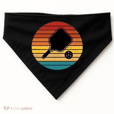 Funny Pickleball Retro Sunset Gift USA-Made Doggie Bandana