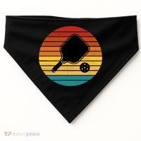Funny Pickleball Retro Sunset Gift USA-Made Doggie Bandana thumb 0