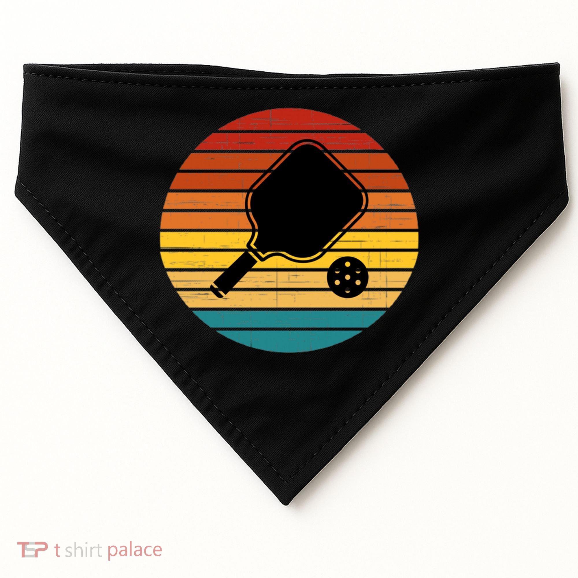 Funny Pickleball Retro Sunset Gift USA-Made Doggie Bandana