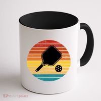 Funny Pickleball Retro Sunset Gift Coffee Mug thumb 1