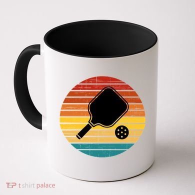 Funny Pickleball Retro Sunset Gift Coffee Mug