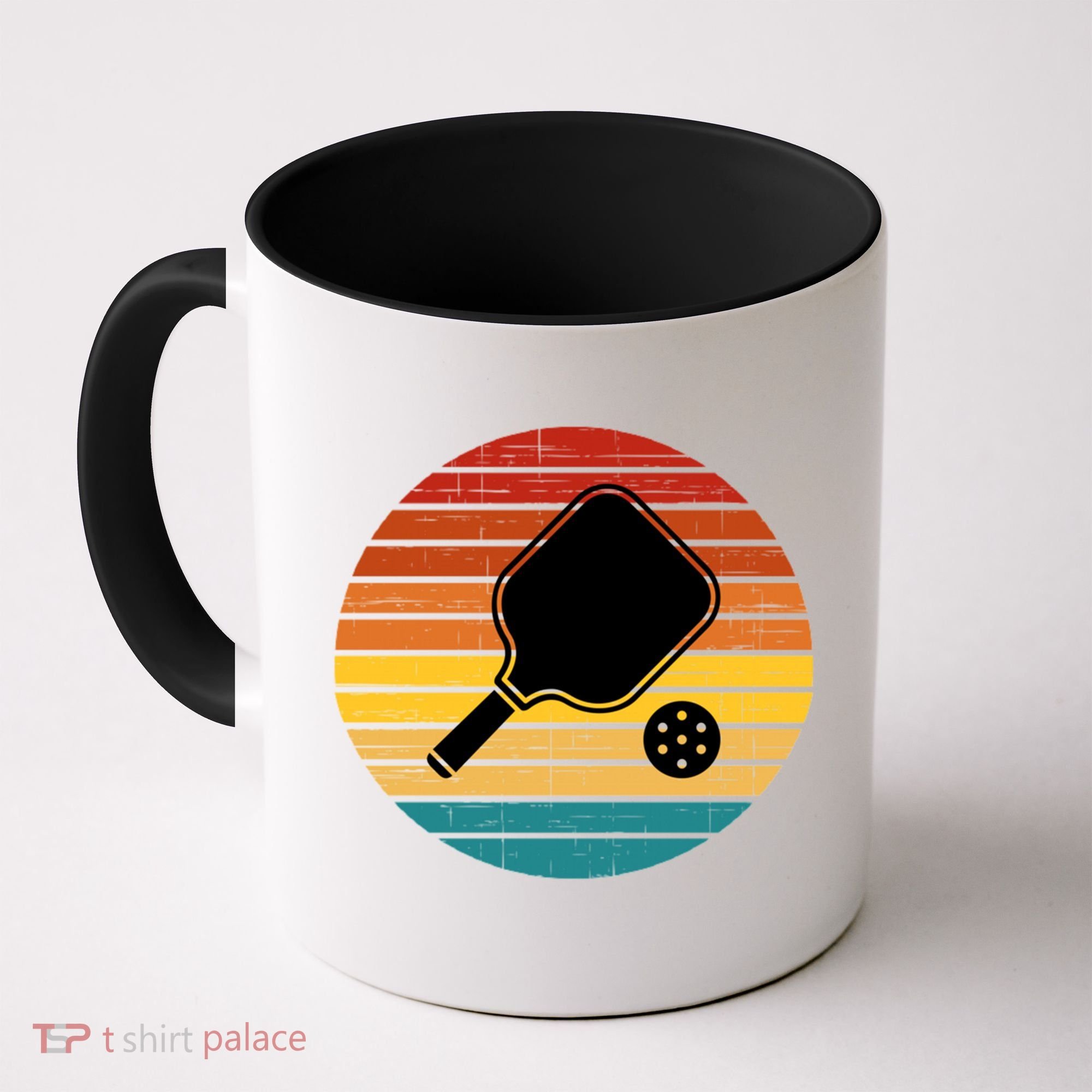 Funny Pickleball Retro Sunset Gift Coffee Mug