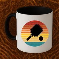 Funny Pickleball Retro Sunset Gift Coffee Mug thumb 2