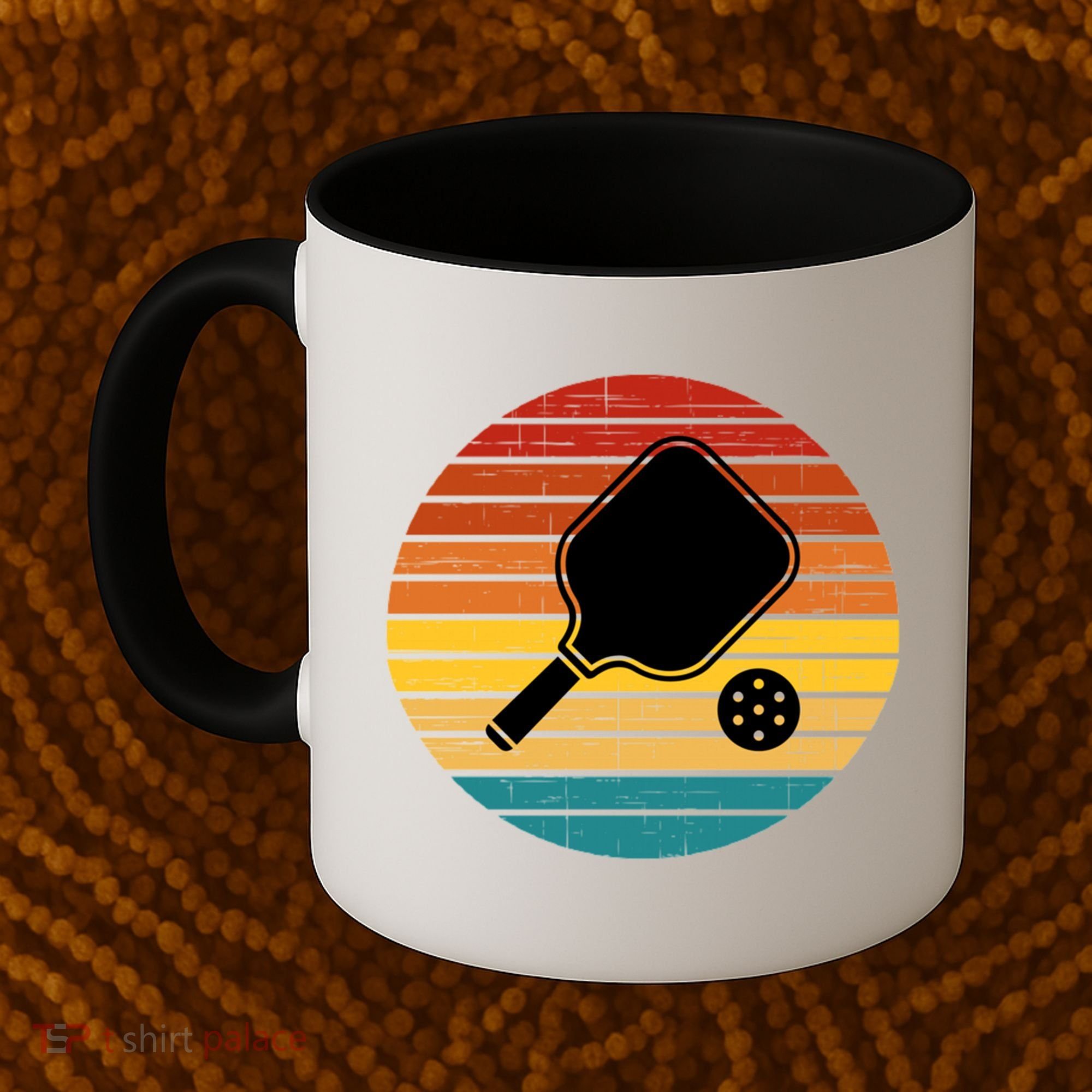 Funny Pickleball Retro Sunset Gift Coffee Mug