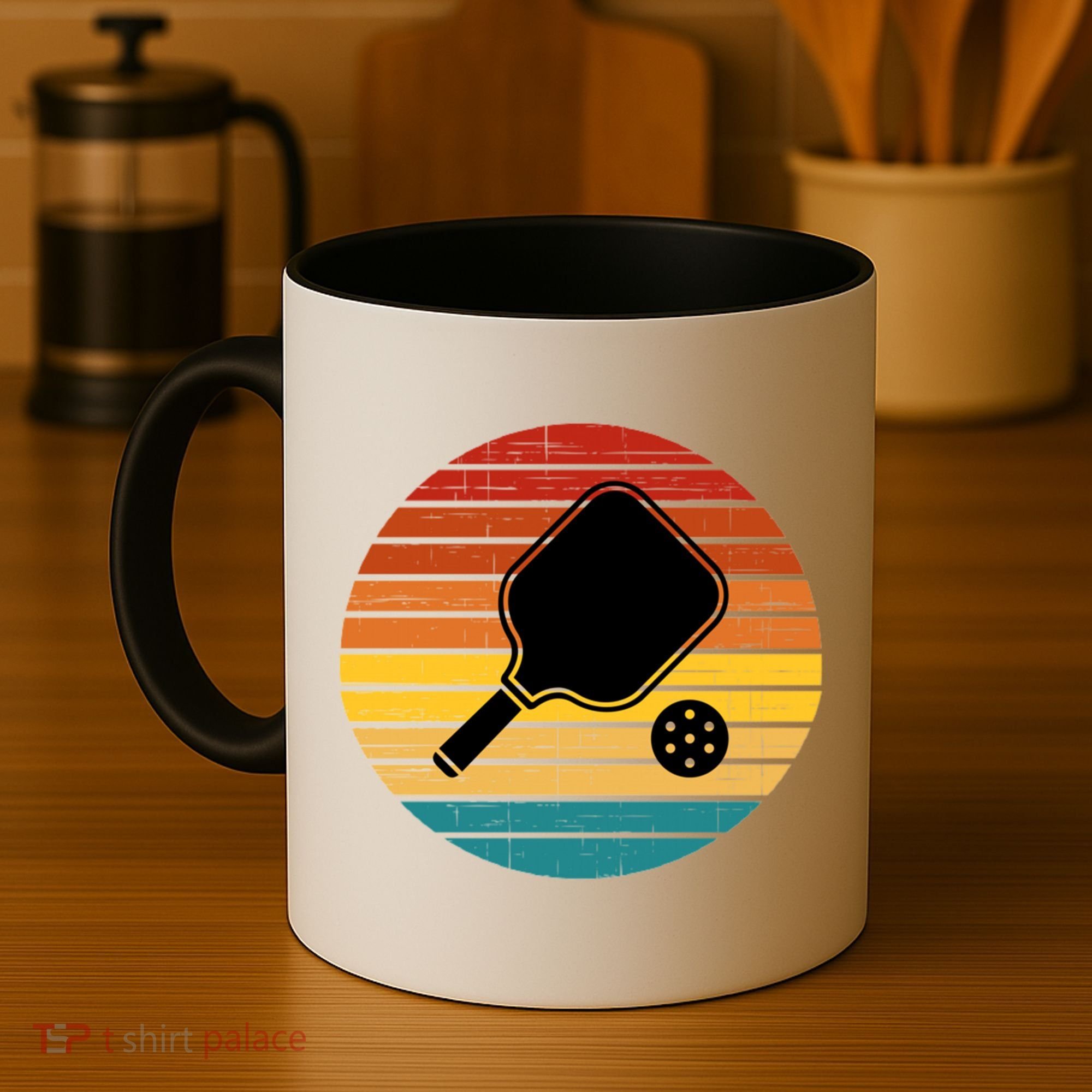 Funny Pickleball Retro Sunset Gift Coffee Mug