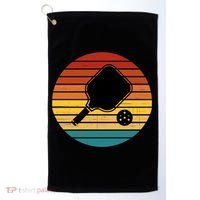 Funny Pickleball Retro Sunset Gift Golf Towel thumb 0