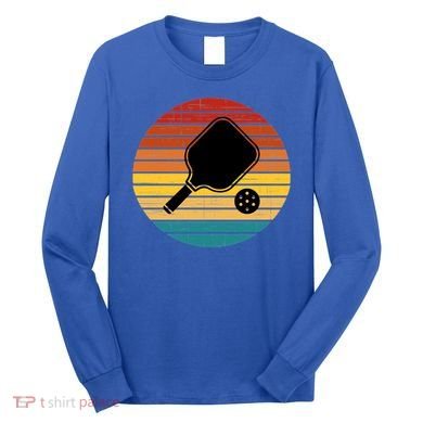 Funny Pickleball Retro Sunset Gift Long Sleeve Shirt