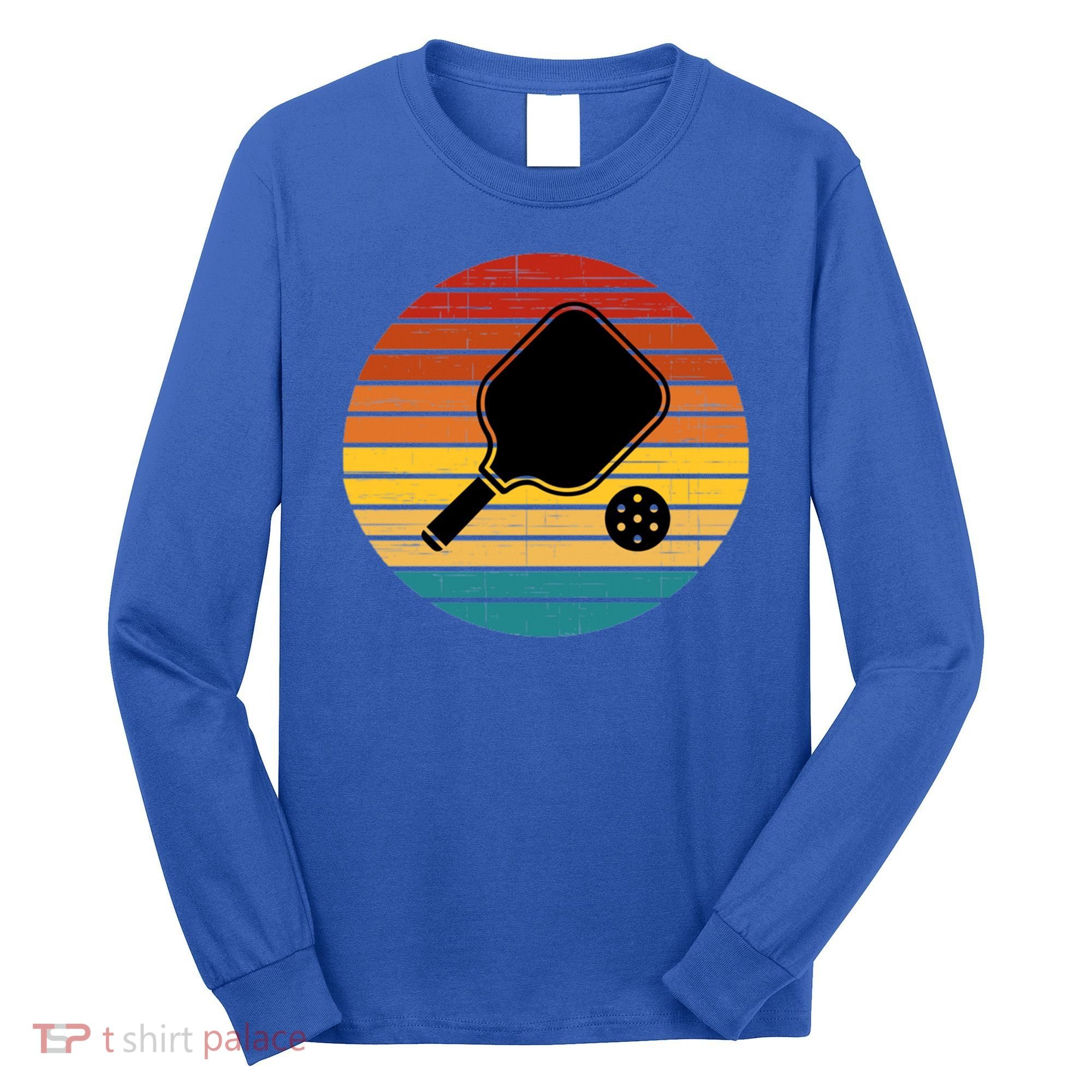 Funny Pickleball Retro Sunset Gift Long Sleeve Shirt